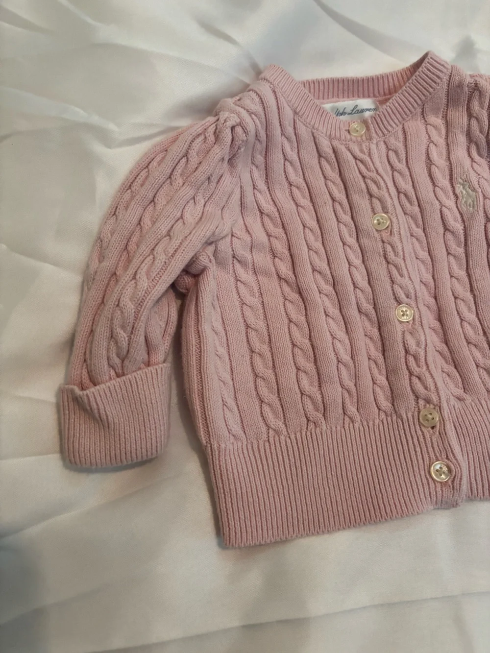Ralph Lauren Light Pink Cable-Knit Button Cardigan baby 0-3m
